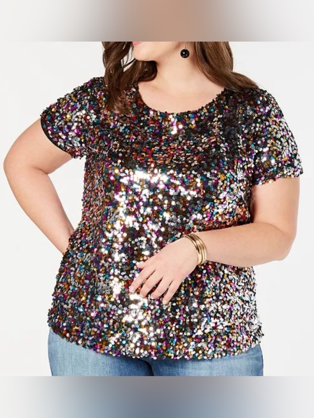 NWT- INC International Concepts Multi-Colored Sequin Top